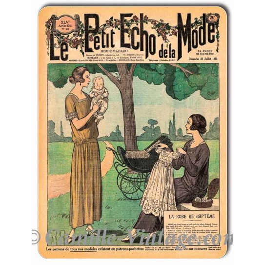 Plaque métal vintage collection magazine Mode 22 juillet 1923