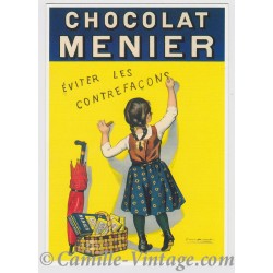 Plaque métal vintage Chocolat Menier 5c effet rouillé Auguste Roedel